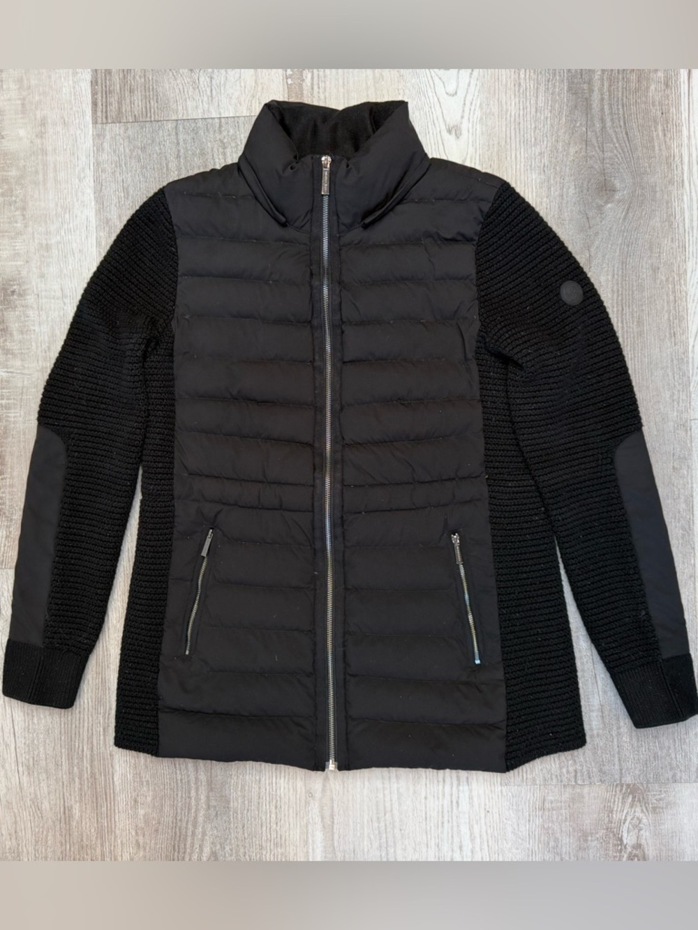 MICHAEL Michael Kors Jayla mixed media jacket in black Womens Size M